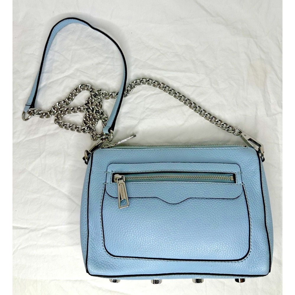 Rebecca Minkoff Avery Light Blue Leather Crossbody Bag Purse Chain Grommets